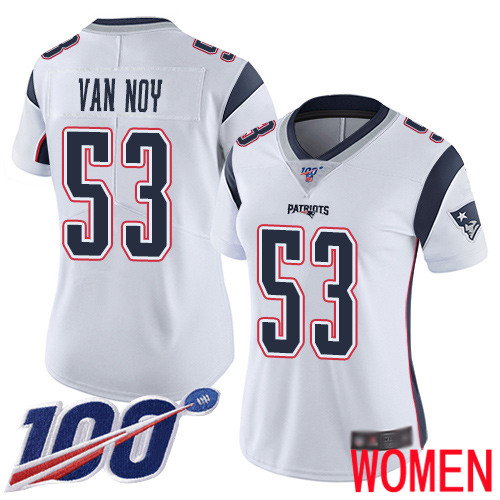 New England Patriots Football 53 Vapor Untouchable 100th Season Limited White Women Kyle Van Noy Road NFL Jersey